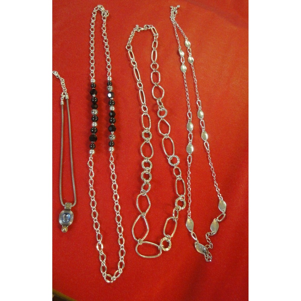 4 Brighton Necklace Pendant jewelry lot chain rhinestone black beads blue +